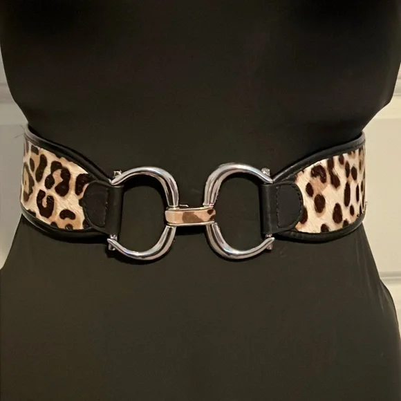 Chico’s Leather Leopard Belt - Women’s L - Picture 1 of 7